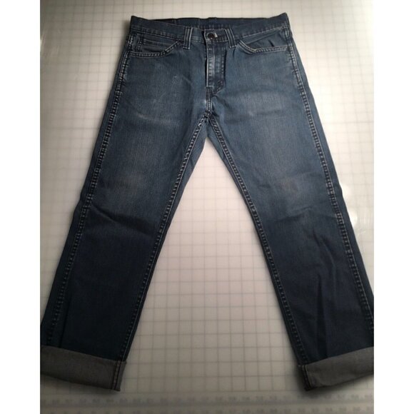 Levi's 513 Modified/Shortened/Cuffed Jeans, marked 31 x 32, Blue, EUC - Picture 2 of 10